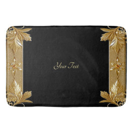 Gold Black Verziert Floral Bath Mat Badematte