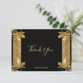 Gold Black Verziert Floral Dankeschön Karte