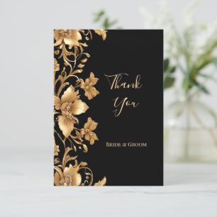 Gold Black Verziert Floral Dankeschön Karte