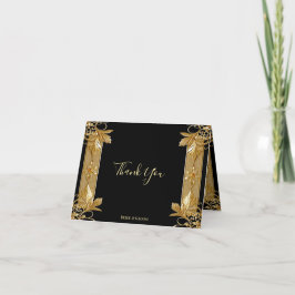 Gold Black Verziert Floral Dankeschön Karte