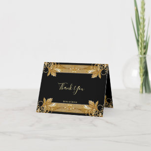 Gold Black Verziert Floral Dankeschön Karte