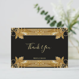 Gold Black Verziert Floral Dankeschön Karte