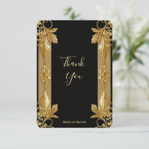 Gold Black Verziert Floral Dankeschön Karte