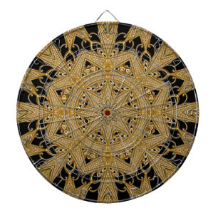 Gold Black Verziert Floral Dartboard Dartscheibe