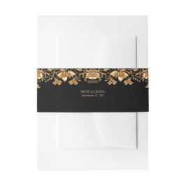 Gold Black Verziert Floral Einladungsbanderole