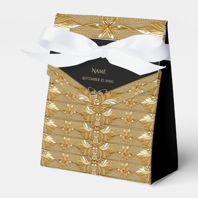 Gold Black Verziert Floral Fevor Box Geschenkschachtel (Vorderseite)