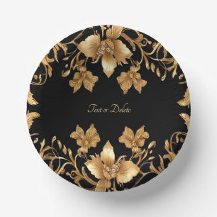Gold Black Verziert Floral Pappteller