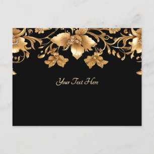 Gold Black Verziert Floral Postcard Postkarte
