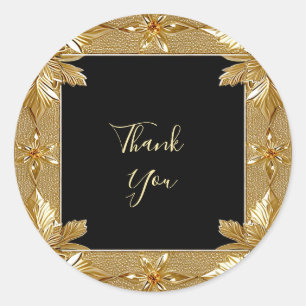 Gold Black Verziert Floral Sticker