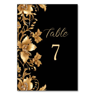Gold Black Verziert Floral Tischnummer