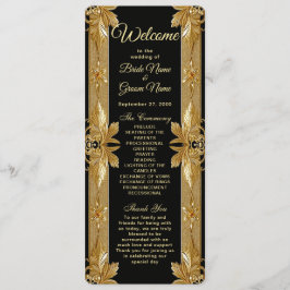 Gold Black Verziert Floral Wedding Program Programm