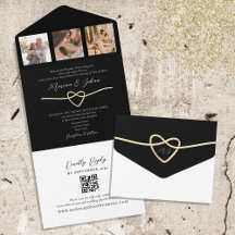 Gold Black Wedding All-in-One QR Einladung