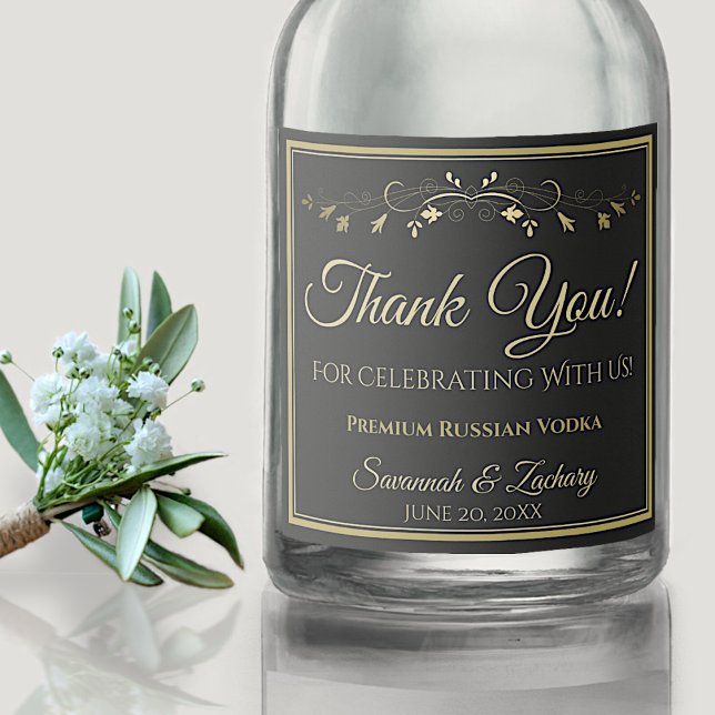 Gold & Black Wedding Liquor Flasche Label Vielen D Alkoholflaschenetikett (Von Creator hochgeladen)
