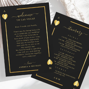 Gold Black Wedding Willkommensbriefkarte Einladung