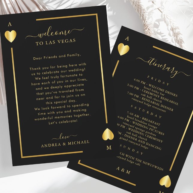 Gold Black Wedding Willkommensbriefkarte Einladung (Von Creator hochgeladen)