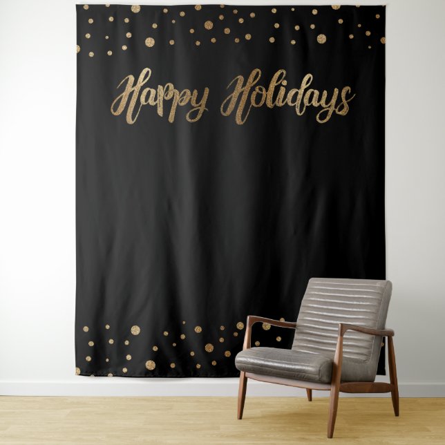 Gold Black Weihnachts-Foto Hintergrund Wandteppich (Beispiel)