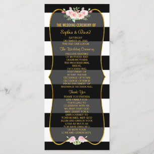 Gold Black White Stripes Fleurs Programme de maria