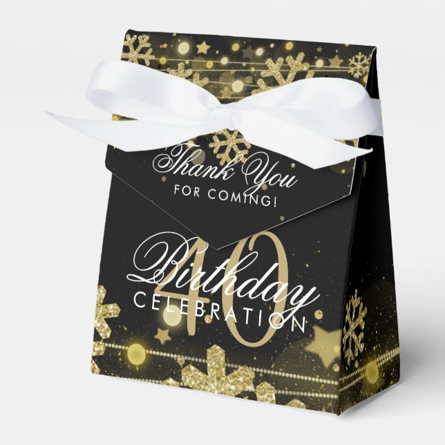 Gold Black Winter 40. Geburtstag Vielen Dank Geschenkschachtel (Vorderseite)