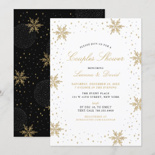 Gold & Black Winter Snow Paare Polterabend Einladung
