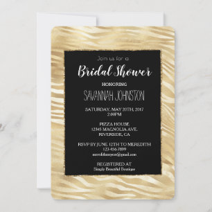 Gold Black Zebra Print Brautparty Einladung