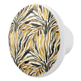 Gold Black Zebra Print Pattern Keramikknauf
