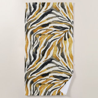 Gold Black Zebra Print Pattern Strandtuch