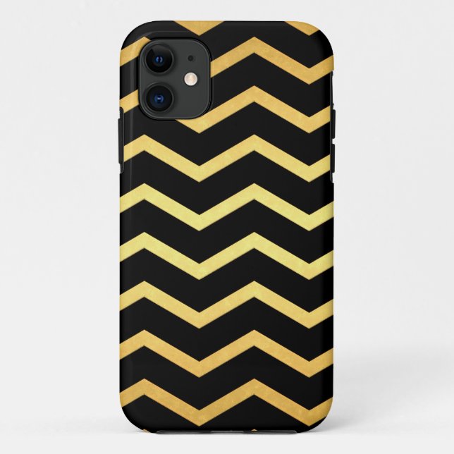 Gold & Black Zig Zag Muster Case-Mate iPhone Hülle (Rückseite)