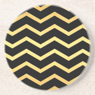 Gold & Black Zig Zag Muster Untersetzer