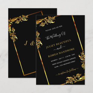 Gold BlackElegante Gerahmt Moderne Hochzeitseinlad