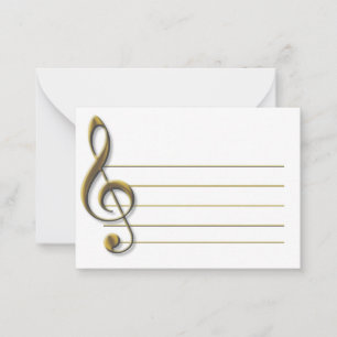 Gold Blank Music Staff Treble Clef Musical Mitteilungskarte