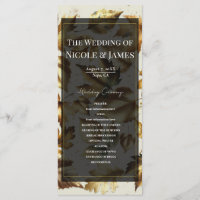 Gold Blätter Almond Beige & Black Wedding Programm