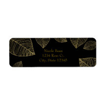 Gold Blätter auf Black Elegant Labels