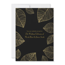 Gold Blätter auf Black Elegante Hochzeiten Einladu