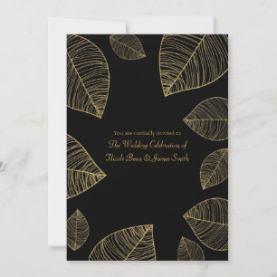 Gold Blätter auf Black Elegante Hochzeiten Einladu Einladung