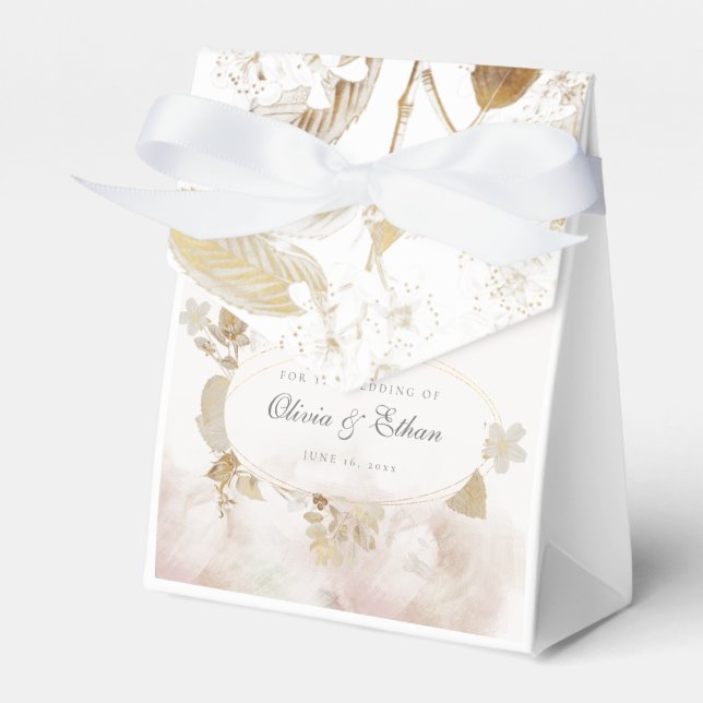Gold-Blätter auf Goldrahmen-Hochzeiten Geschenkschachtel (Vorderseite)