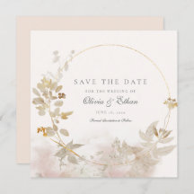 Gold-Blätter auf Goldrahmen Save the Date