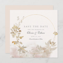 Gold-Blätter auf Goldrahmen Save the Date