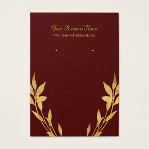 Gold Blätter Burgundy Red Custom Earring Card
