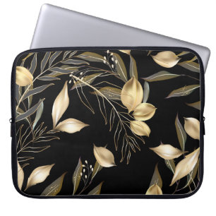 Gold-Blätter: Exotische botanische Nahtlose Laptopschutzhülle