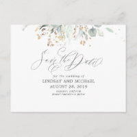 Gold Blätter Greenery Boho Save the Date