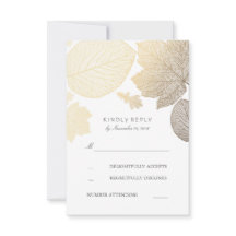 Gold-Blätter Hochzeit im Herbst RSVP-Karten