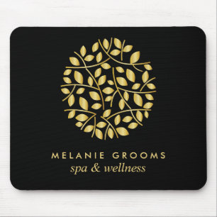 Gold Blätter Logo Black  Personalisiert hinzufügen Mousepad