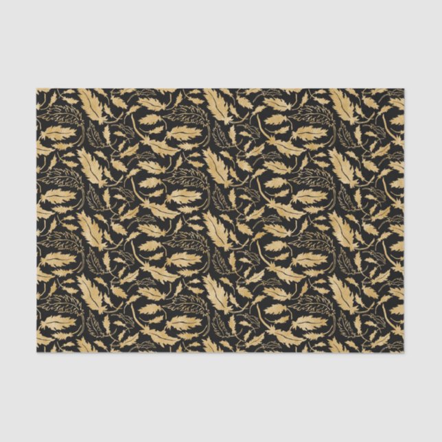 Gold-Blätter mit schwarzem Hintergrund Seidenpapier (Vorderseite)