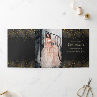 Gold-Blätter Quinceanera-Party Einladung