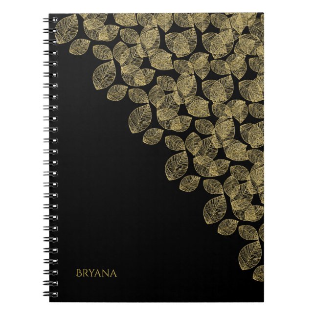 Gold Blätter Schwarzer Herbst Elegance Notizblock (Vorderseite)