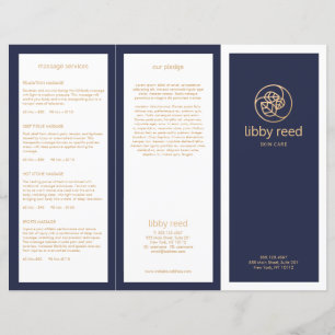 Gold Blätter SkinCare Wellness-Center TriFold Navy