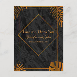 Gold Blätter Tropical Wedding Vielen Dank Postkarte