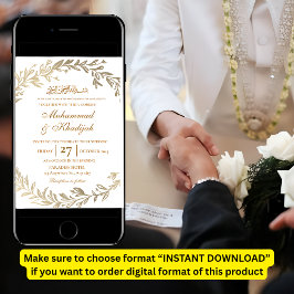 Gold Blätter Verzierte muslimische Hochzeitseröffn Einladung