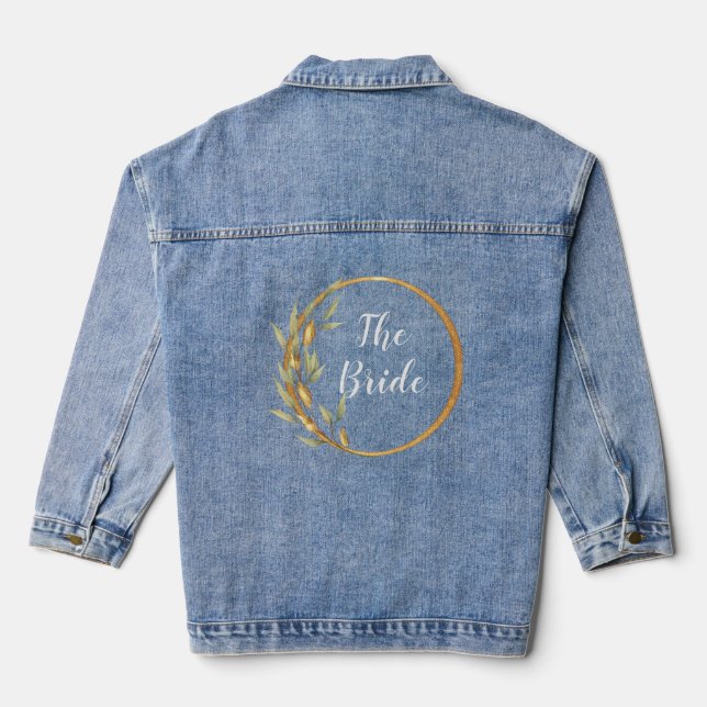 Gold Blätter Wedding Denim Jacket Jeansjacke (Rückseite)