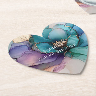 Gold Blau Aqua Lila Blumen Brautparty Untersetzer